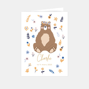 Flower bear birth announcement