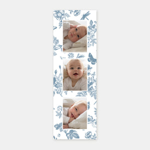 Birth announcement toile de jouy bookmark