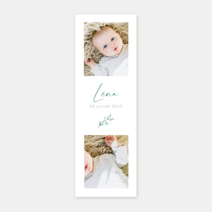 Birth announcement plant bookmark