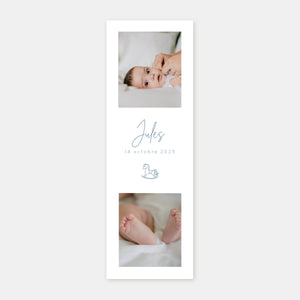 Birth announcement toy bookmark