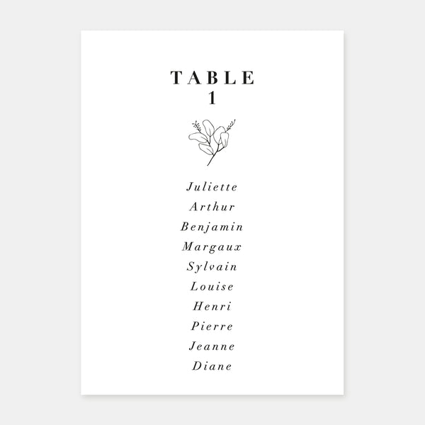 Plan de table de mariage esquisse nature - 5ex