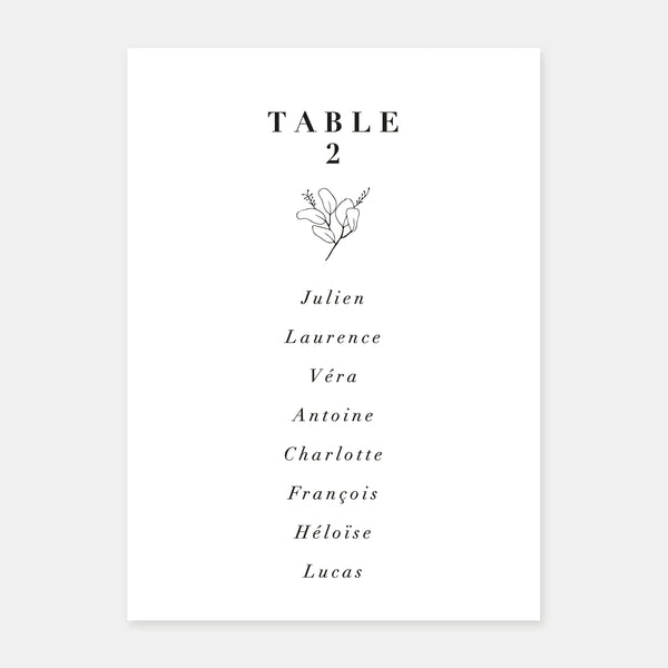 Plan de table de mariage esquisse nature - 5ex