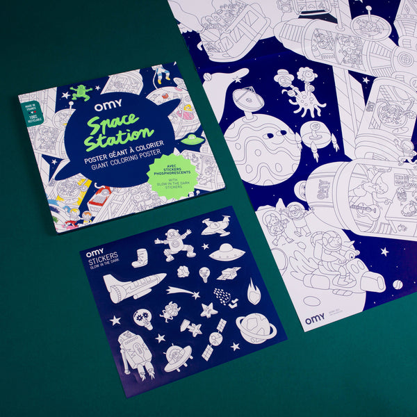 Giant space station coloring poster