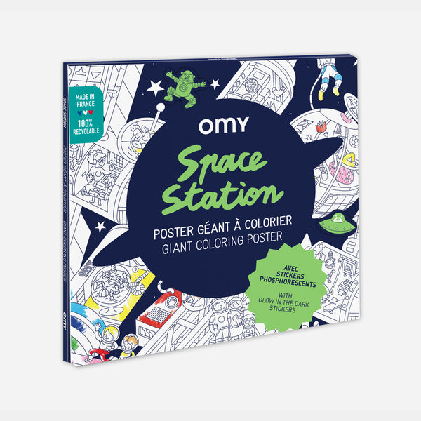 Giant space station coloring poster