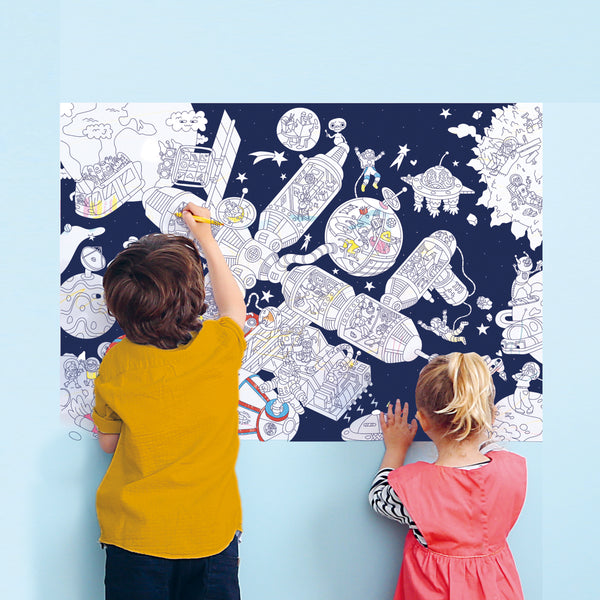 Giant space station coloring poster