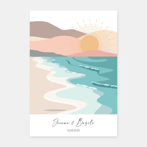 Wedding invitation sunset beach program