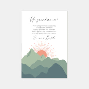 Carton remerciement mariage sunset mountain