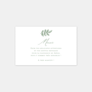Birth thank you card Toile de jouy