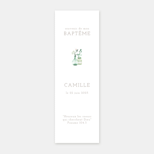 Watercolor chic country baptism bookmark