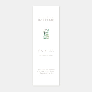 Watercolor chic country baptism bookmark
