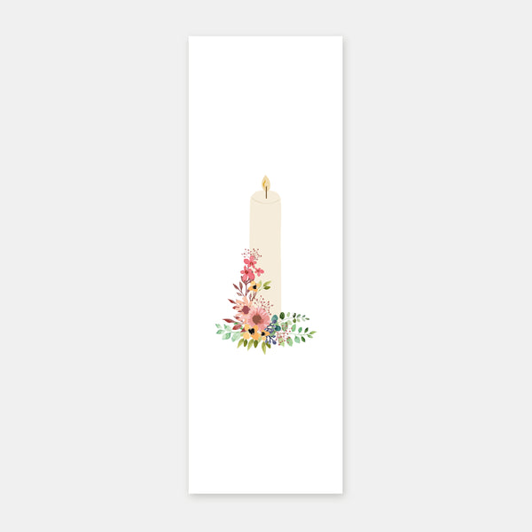 Flower candle baptism bookmark