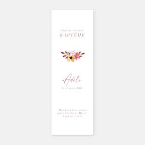 Flower candle baptism bookmark