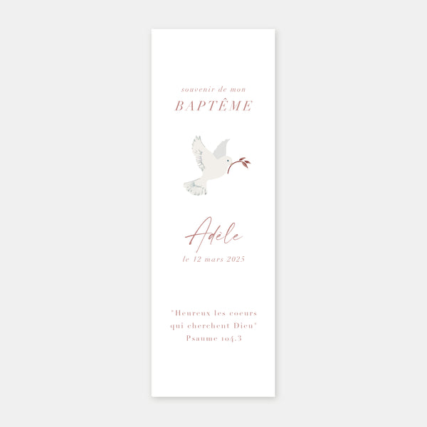 Flower dove baptism bookmark