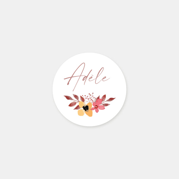 Personalized floral baptism stickers - 48ex
