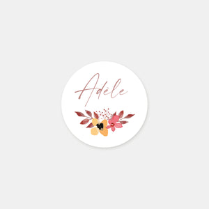 Stickers personnalisés baptême fleuri - 48ex