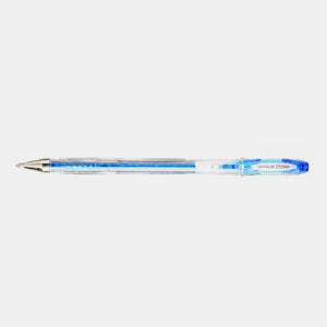 Stylo encre gel metal paillette pointe fine bleu uniball