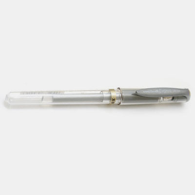 Uniball-Gelschreiber aus silbernem Metall mit breiter Spitze