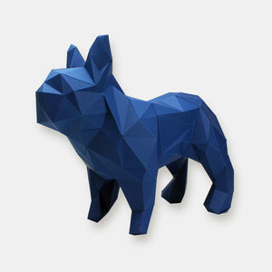 Bouledogue en papier bleu