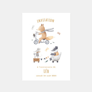 Forest animals birthday invitation