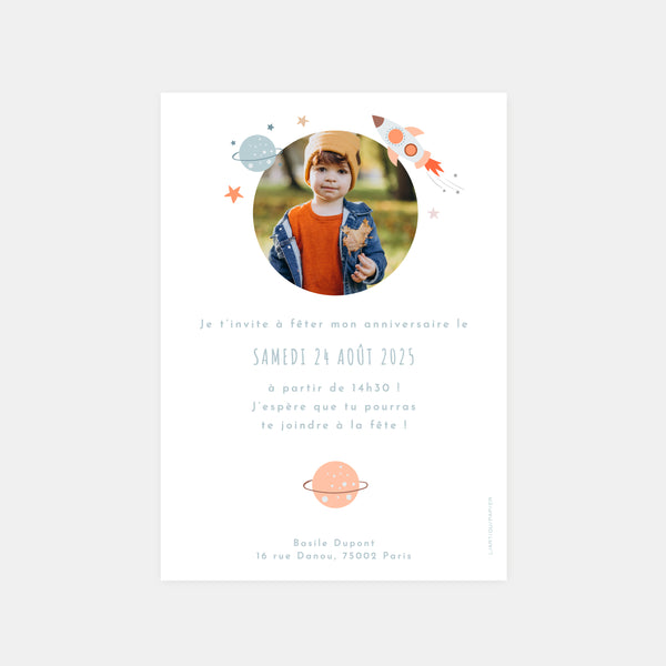 Space birthday invitation