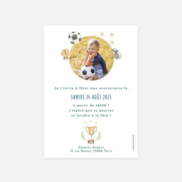 Invitation anniversaire football