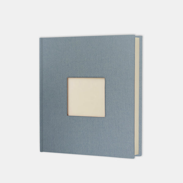 Fotoalbum 30x30 blaugraues Canvas mit cremefarbener Innenseite