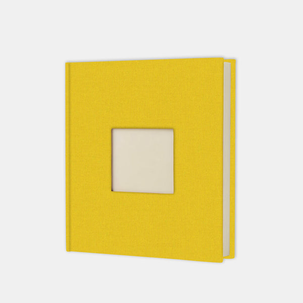 Fotoalbum 30x30 gelbe Leinwand, cremefarbene Innenseite