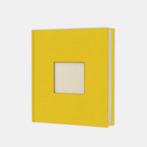 Fotoalbum 30x30 gelbe Leinwand, cremefarbene Innenseite