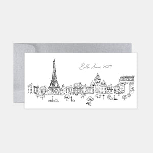 Carte de voeux personnalisée Paris argent