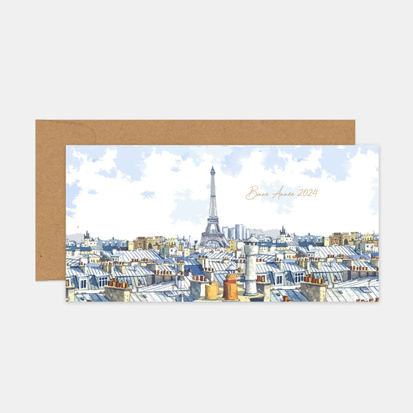 Carte de voeux personnalisée toits de Paris