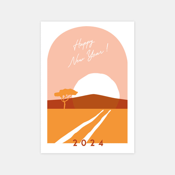 Carte de voeux personnalisée coucher de soleil