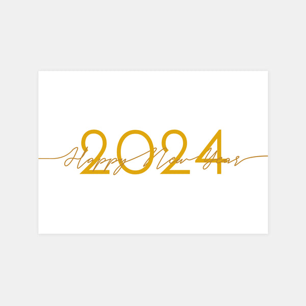 Personalized Happy New Year gold calligraphy greeting card