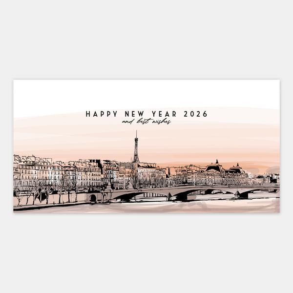 Carte de voeux personnalisée Paris sunset
