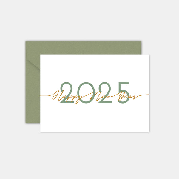 Carte de voeux personnalisée Happy new year calligraphie