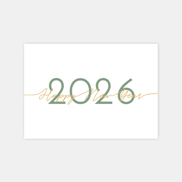 Happy new year calligraphy personalized greeting card