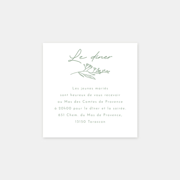 Carton invitation de mariage champêtre classique