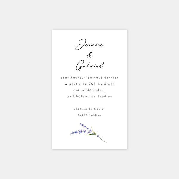 Lavender sprig wedding invitation