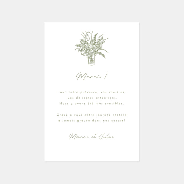 Carton remerciement mariage belle demeure