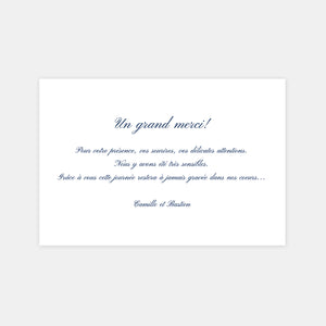 Carton remerciement mariage classique