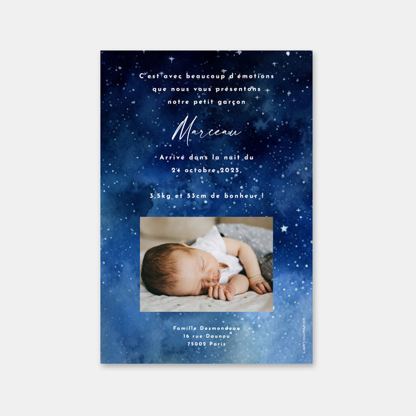 Starry night birth announcement