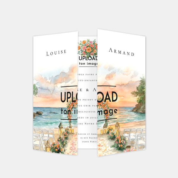 Hochzeitseinladung im Aquarell-Triptychon