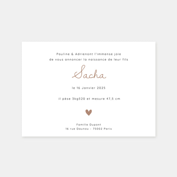 Little heart birth announcement