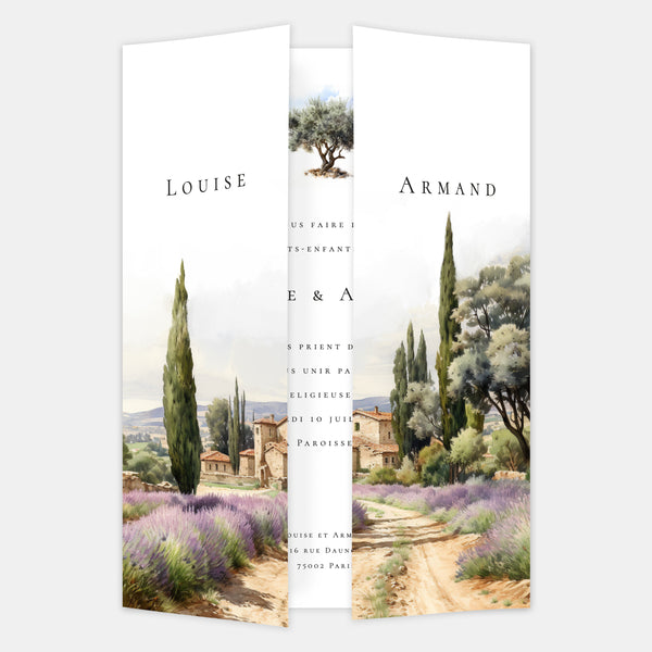 Faire-part de mariage Provence aquarelle