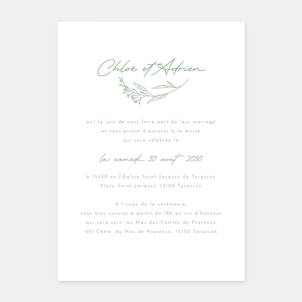 Faire-part de mariage champêtre classique