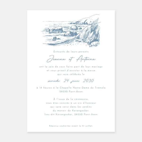 Hochzeitseinladung mit wilder Küstengravur