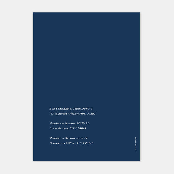 Faire-part de mariage moderne discrétion couleur M113