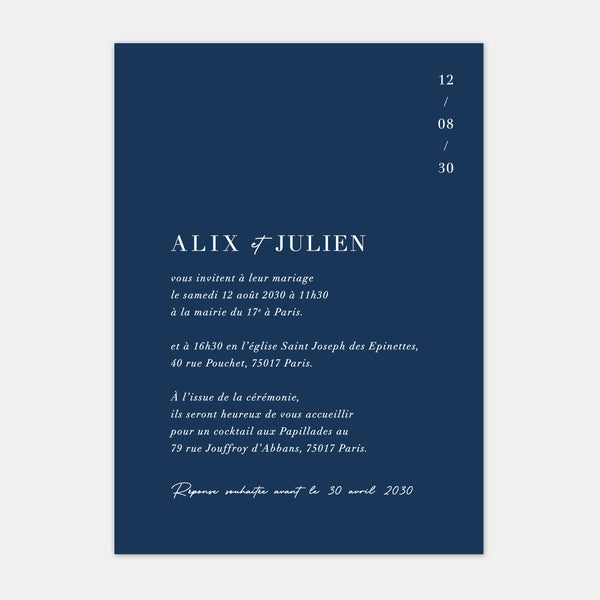 Faire-part de mariage moderne discrétion couleur M113