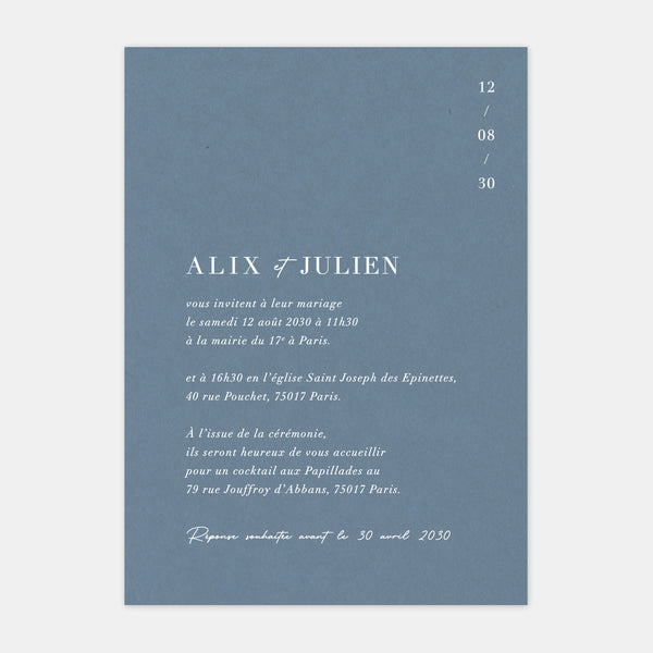 Faire-part de mariage moderne discrétion couleur M113