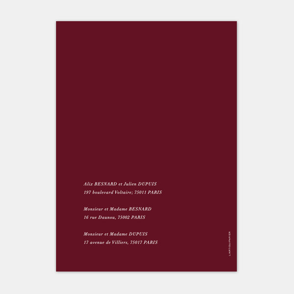 Faire-part de mariage moderne discrétion couleur M113