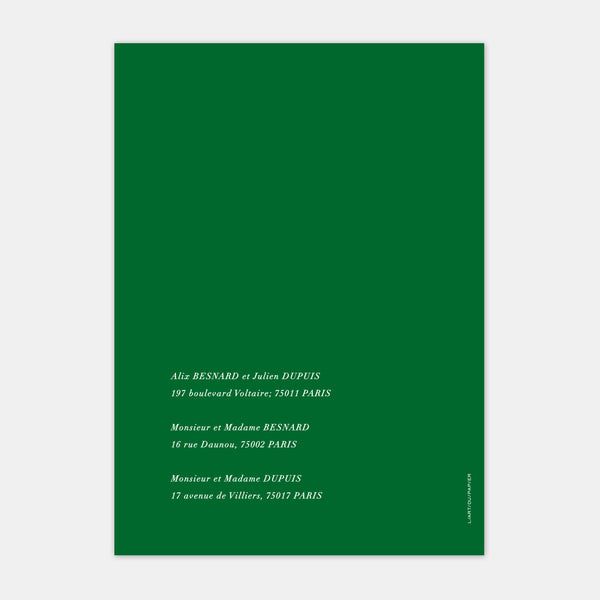 Faire-part de mariage moderne discrétion couleur M113